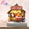 Animated Christmas Village Street Gift Shop with LED Light & Music, Resin Figurines Cute Santa Claus for Festive Decorations
